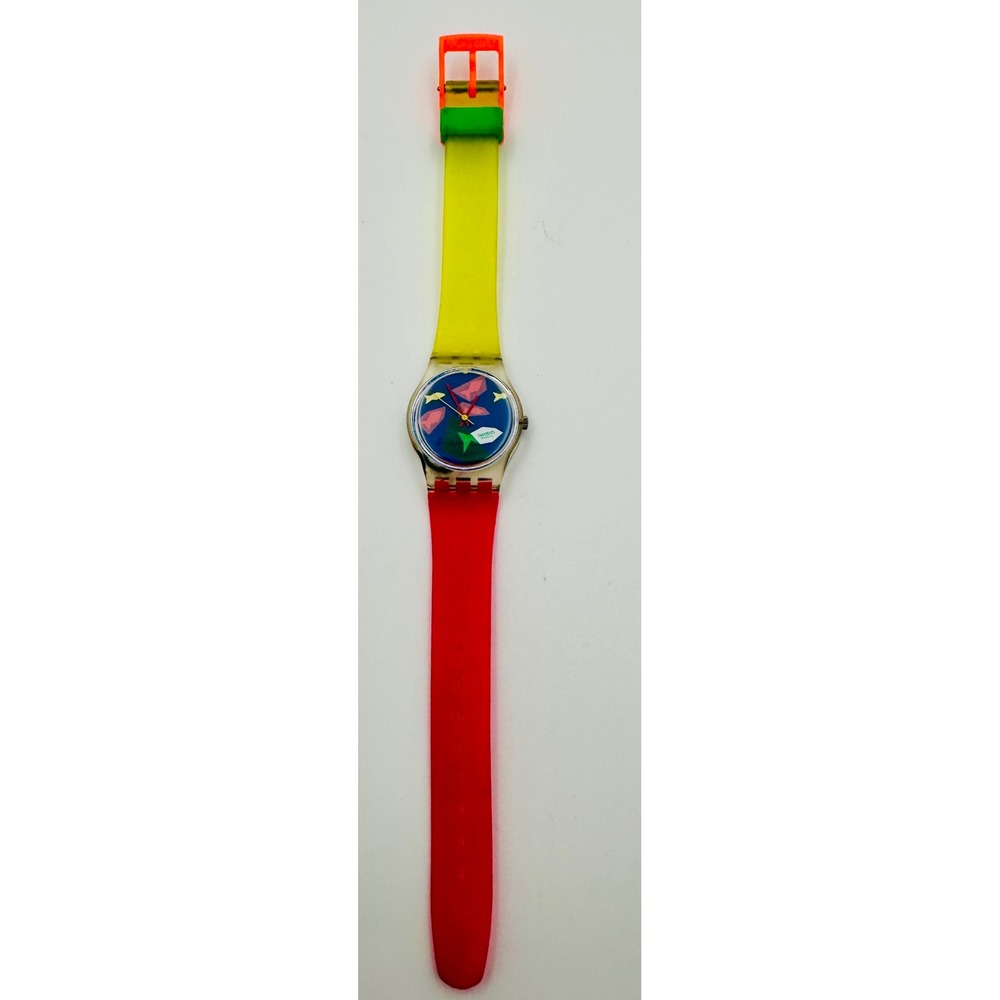 Vintage 1980s Swatch Aqua Dream Watch Multi Color Swiss Made GN105 *Not Working
